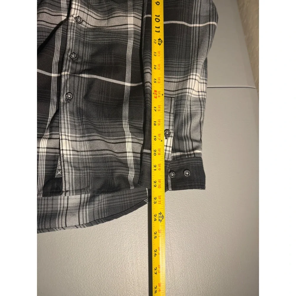 Dixxon Flannel Co Youth Division Grey Black Plaid D-Tech Shirt Kids XL